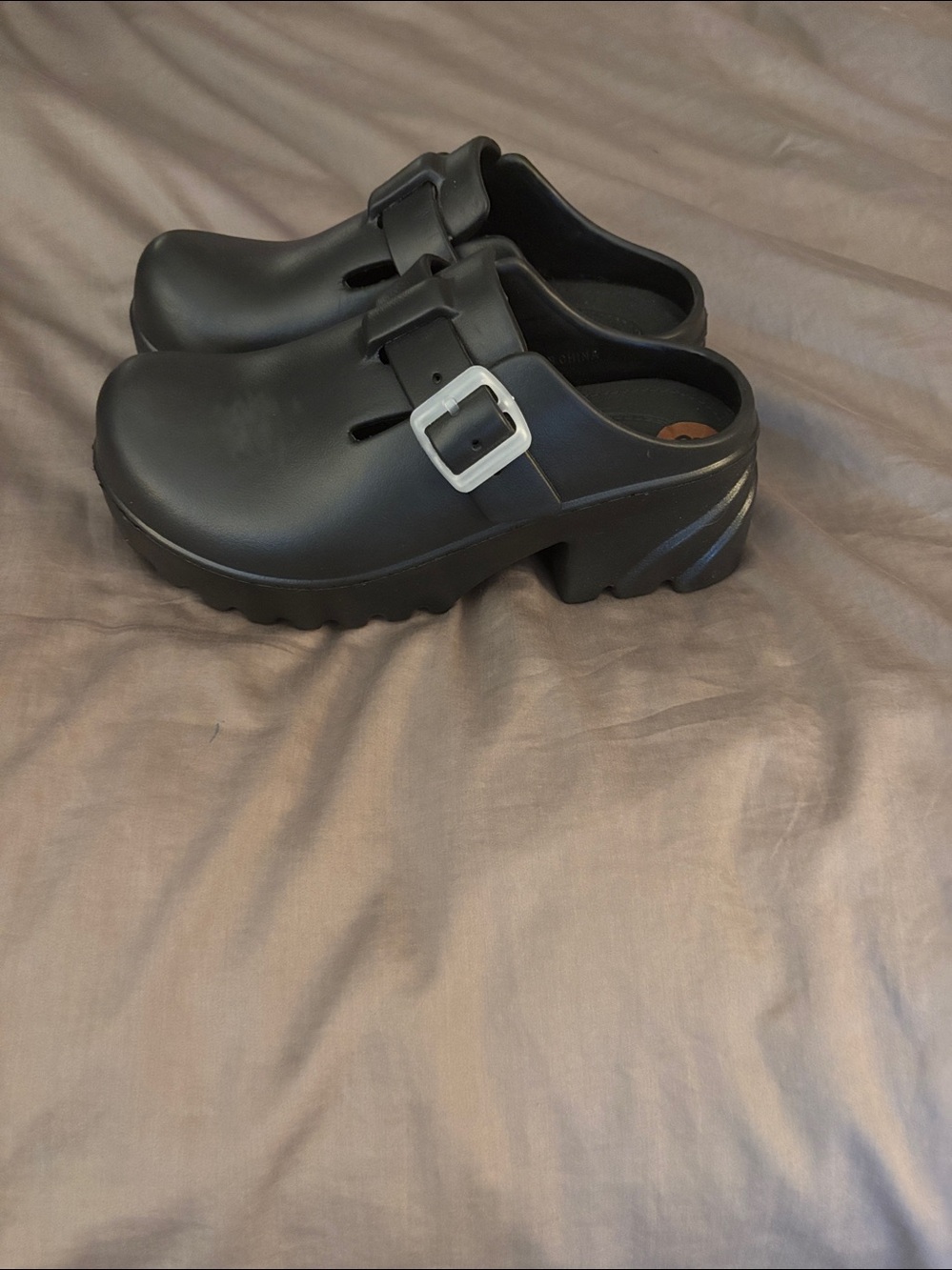 Women’s goth Black Slip-On Buckle Clog